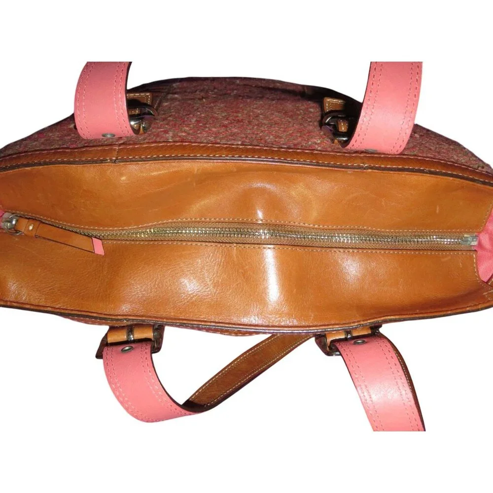 Coach 2007 Herringbone Tweed, Suede & Leather Tote Bag & Matching Wristlet Rust